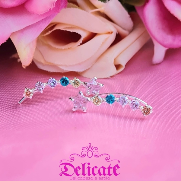 Ear Cuff Estrela Cadente Arco Iris